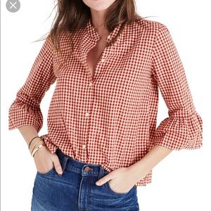 Madewell bell sleeve gingham top